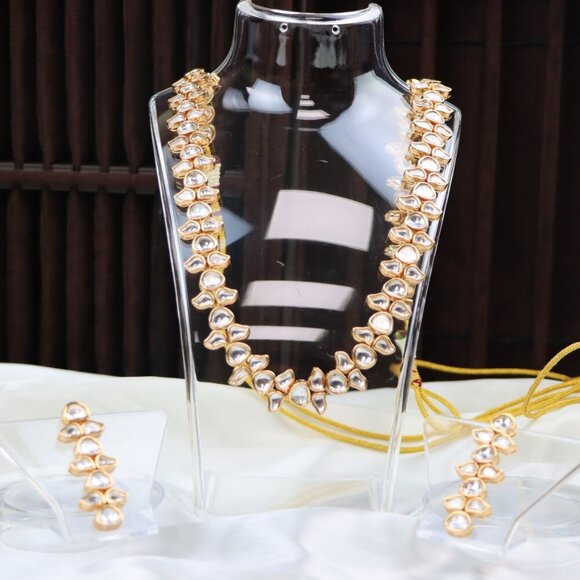 Classic Kundan Necklace & Earrings Set, JP41 - Picture 1 of 12